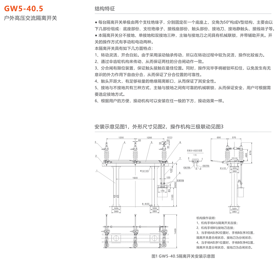 人民電器 GW5-40.5系列戶外高壓交流隔離開關(guān)