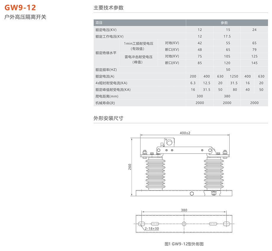 人民電器 GW9-12(17.5)型戶外高壓交流隔離開關