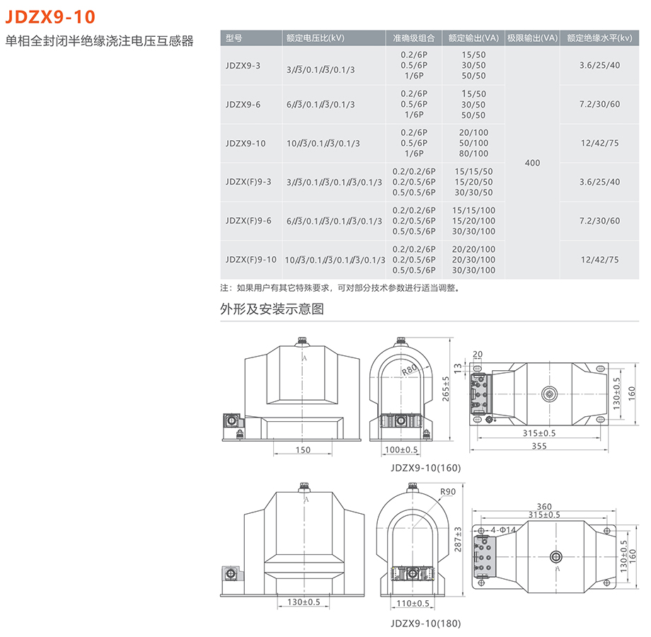 人民電器 JDZX9-10單相全封閉半絕緣澆注電壓互感器