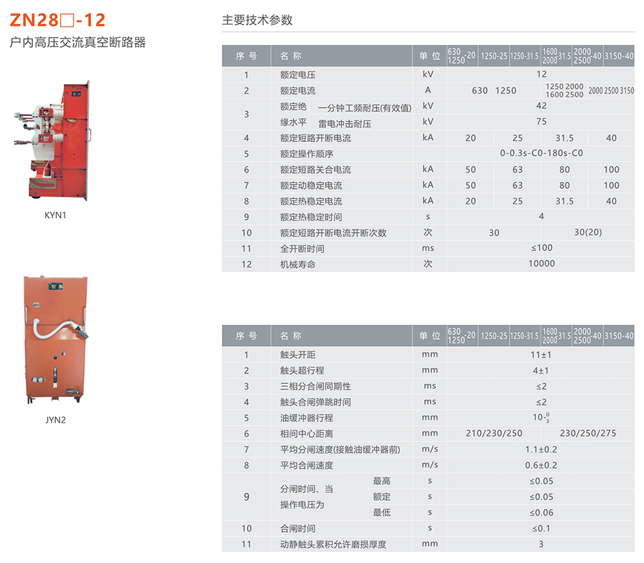 人民電器 ZN28□-12型戶內(nèi)高壓交流真空斷路器