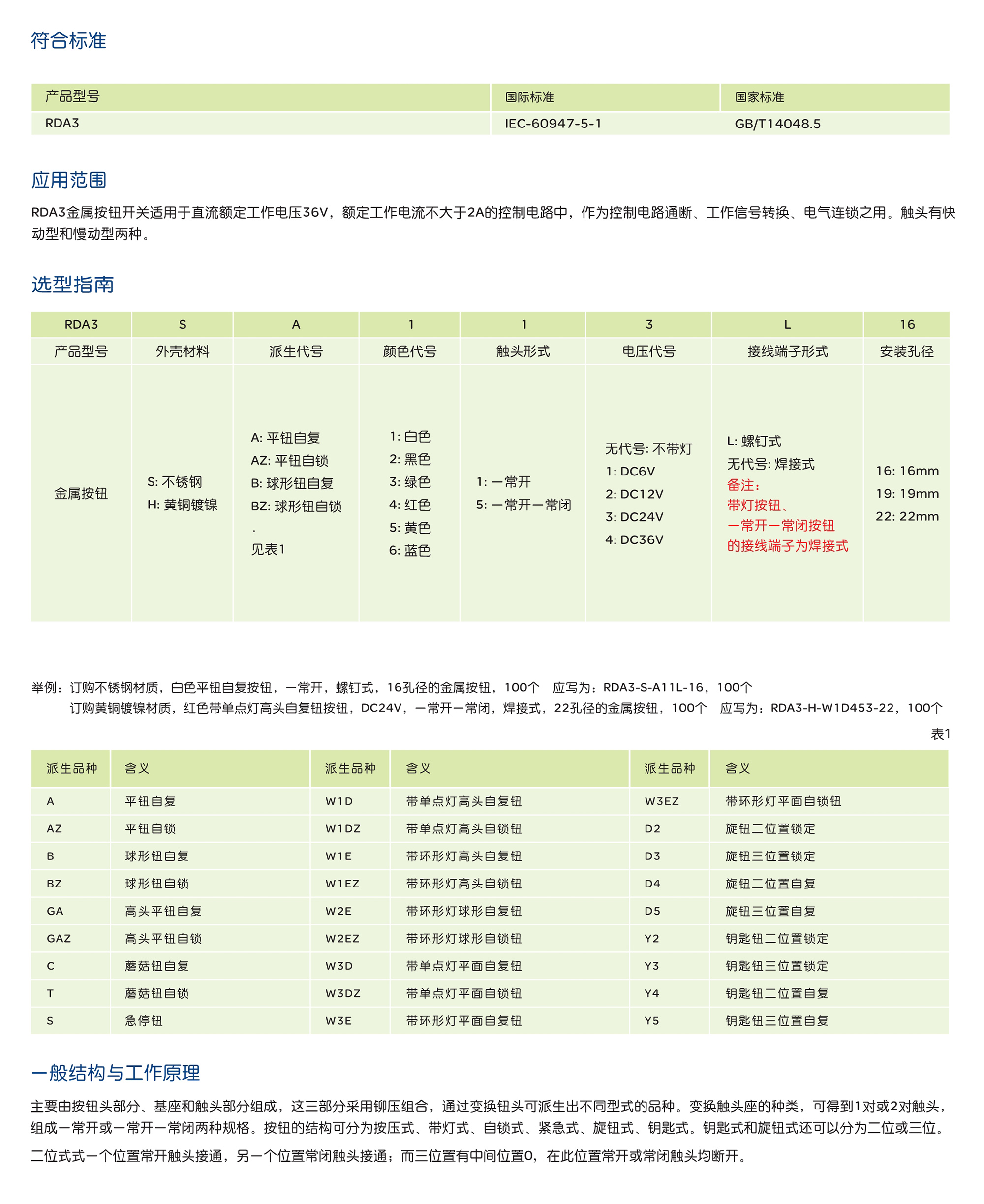 人民電器RDA3系列金屬按鈕開(kāi)關(guān) 